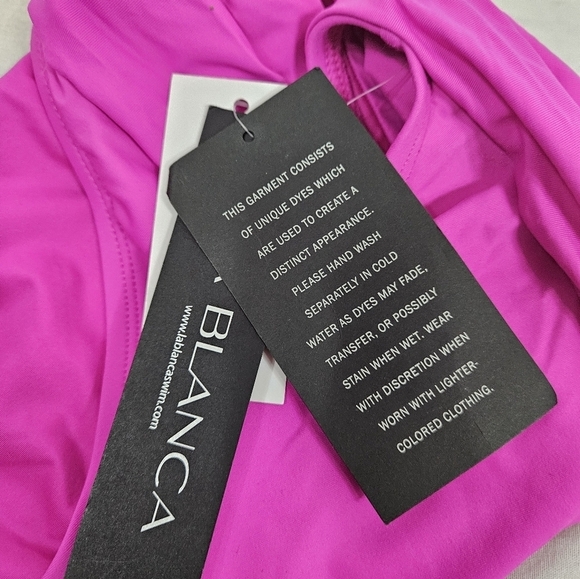 NWT La Blanca Hot Pink Island Goddess Shirred Band Hipster Bikini Bottom Size 10 - Picture 6 of 7